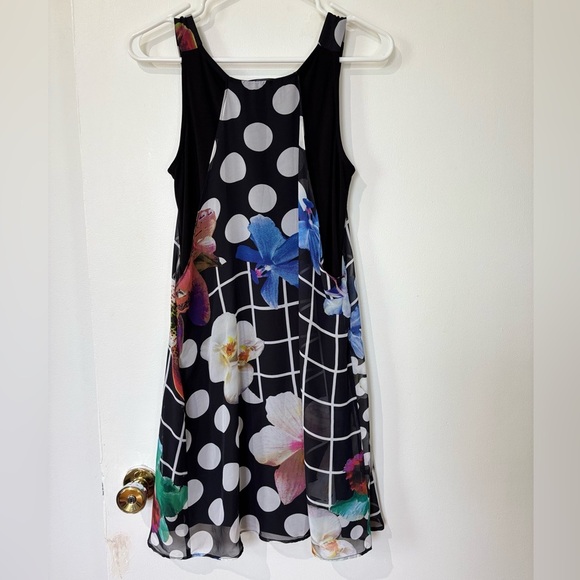 ✨Frank Lyman Polka Dot Floral Overlay Dress - Size 6 - Picture 7 of 7